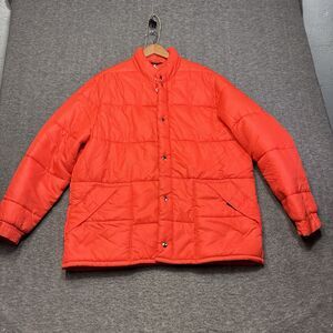 JC Penney Vintage 70s Puffer Ski Jacket Coat Sz Xl Men Red Retro 80s Warm